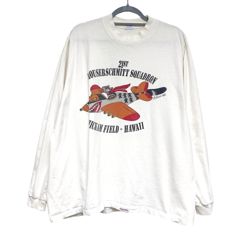Vintage Crazy Shirt Hawaii Mens Size XL B Kliban Flying Cat Long Sleeve T Shirt